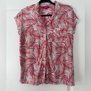 Charisma Red Leaf Print Button Down Shirt
